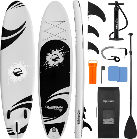 Inflatable Stand up Paddle Board - Wide Stable Design, Non-Slip Deck for Adults & Youth with Premium Paddle Board Accessories: Carry Bag, Dual Action Pump, Paddle, Ankle Leash